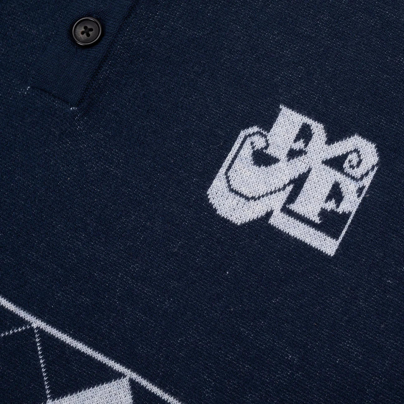 Passport Tilde Stamp Knit Polo 'Navy'