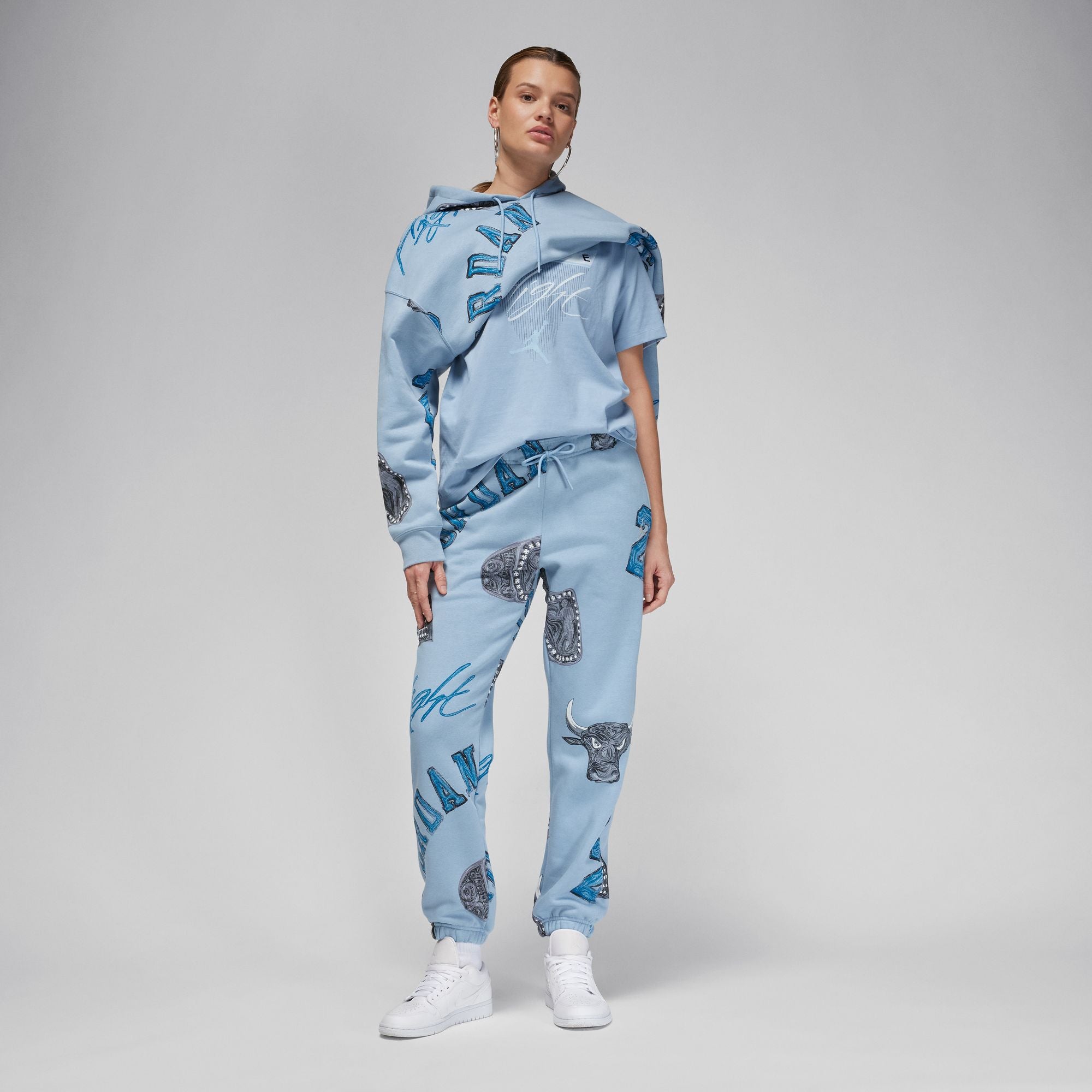 Womens Jordan Brooklyn Fleece Sweatpants 'Blue/Sail'