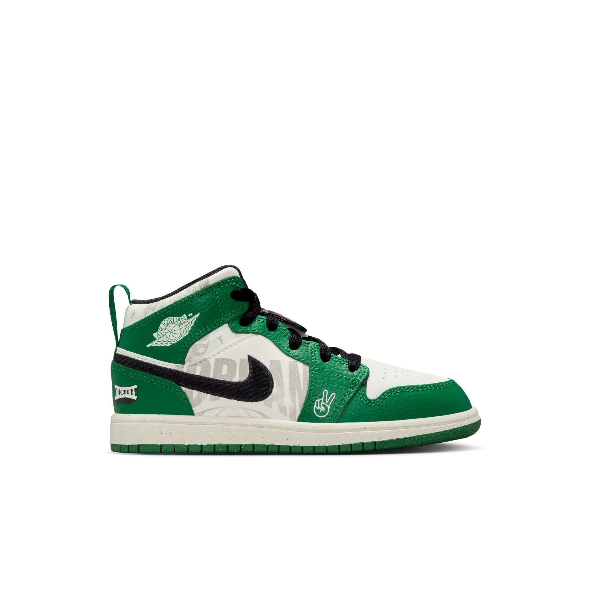 Youth Jordan 1 Mid SE (PS) ‘Pine Green/Sail-Black'