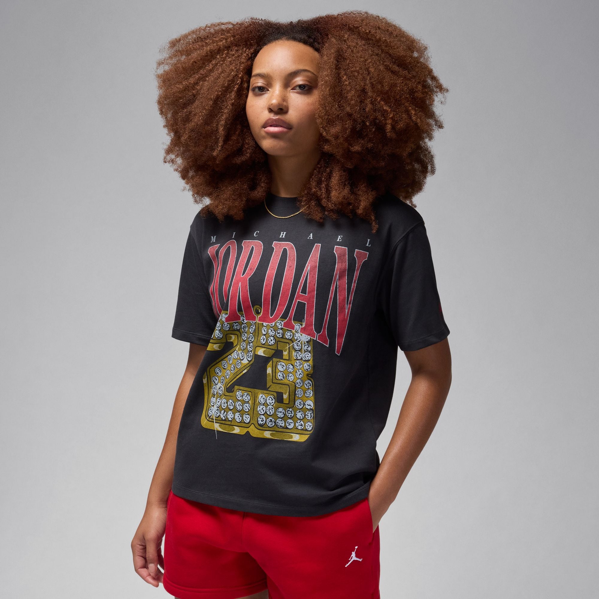 Womens Jordan (Her)itag T-Shirt 'Off Noir/Gym Red'