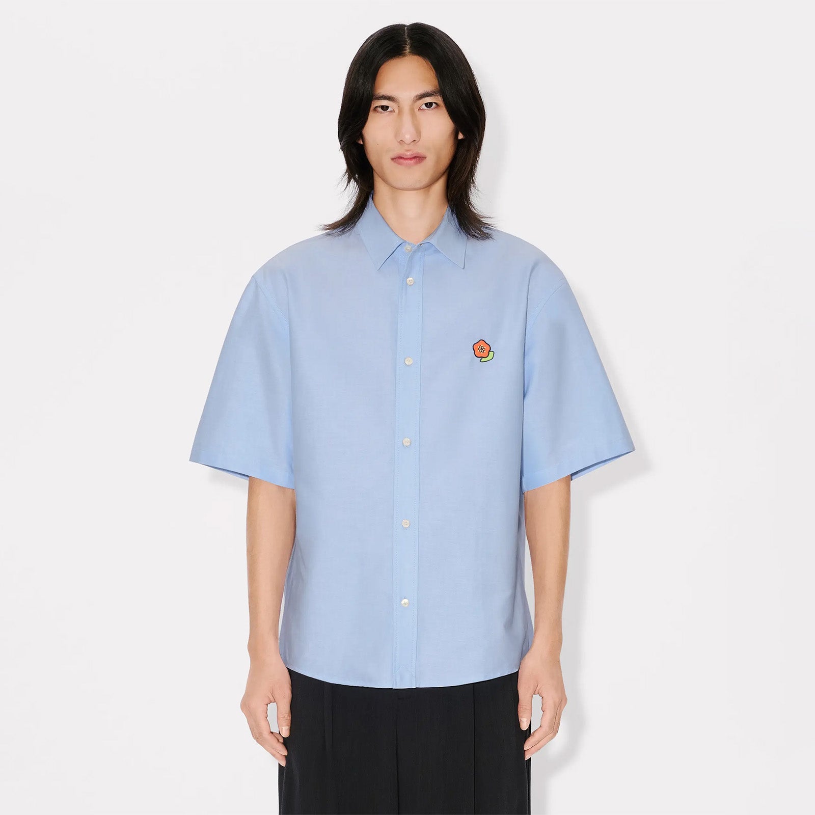 Kenzo Pop Crest Short Sleeve Shirt 'Oxford 'Blue'