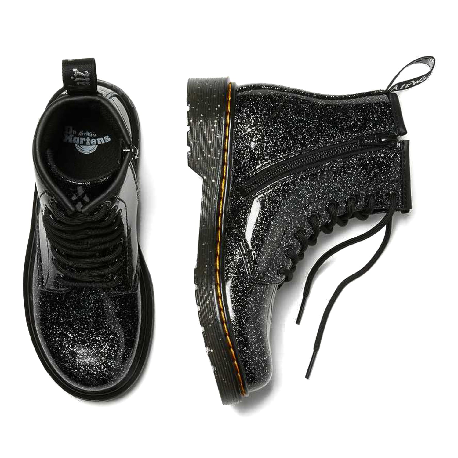 Doc martens black on sale glitter