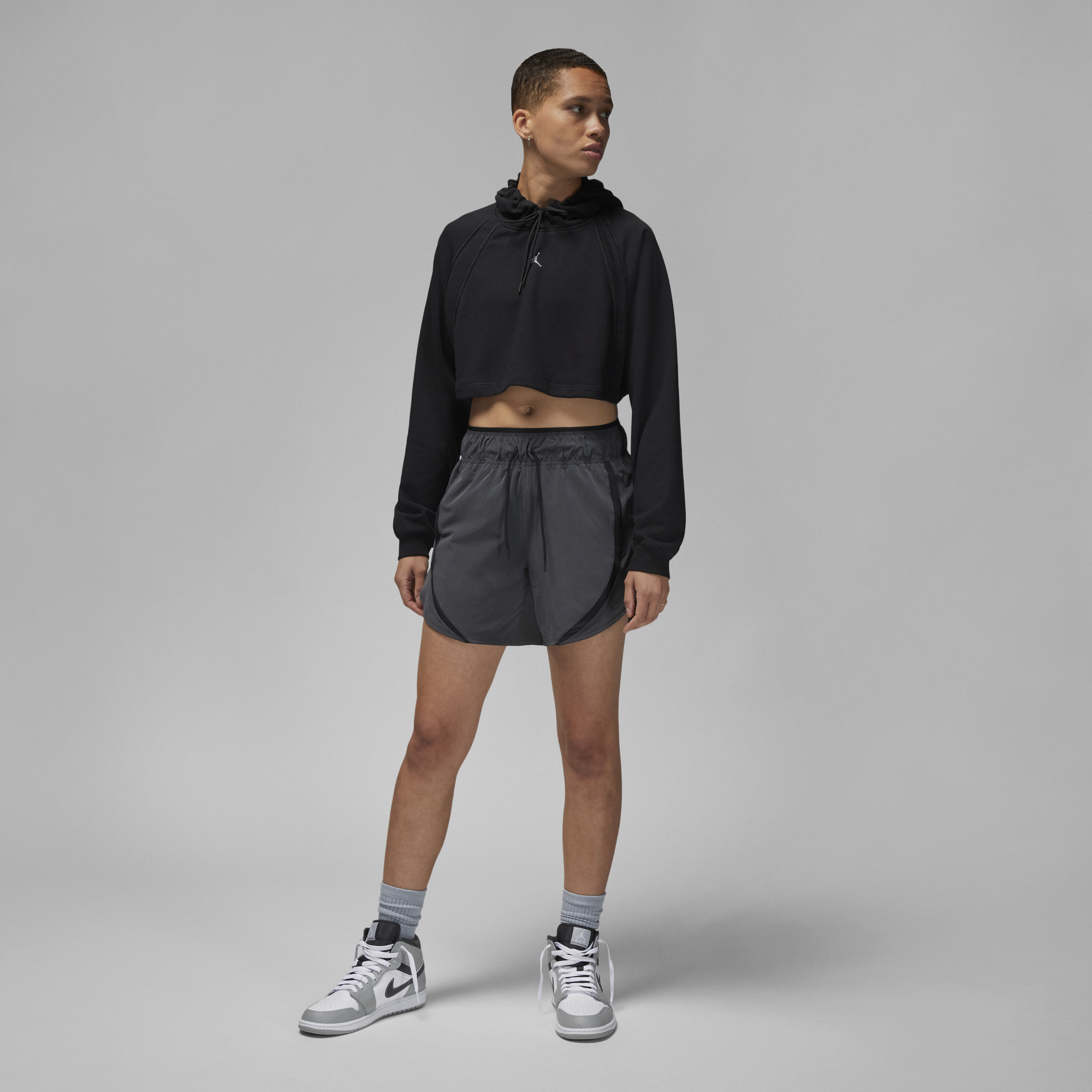 Womens Jordan Sport Cropped Hoodie 'Black'